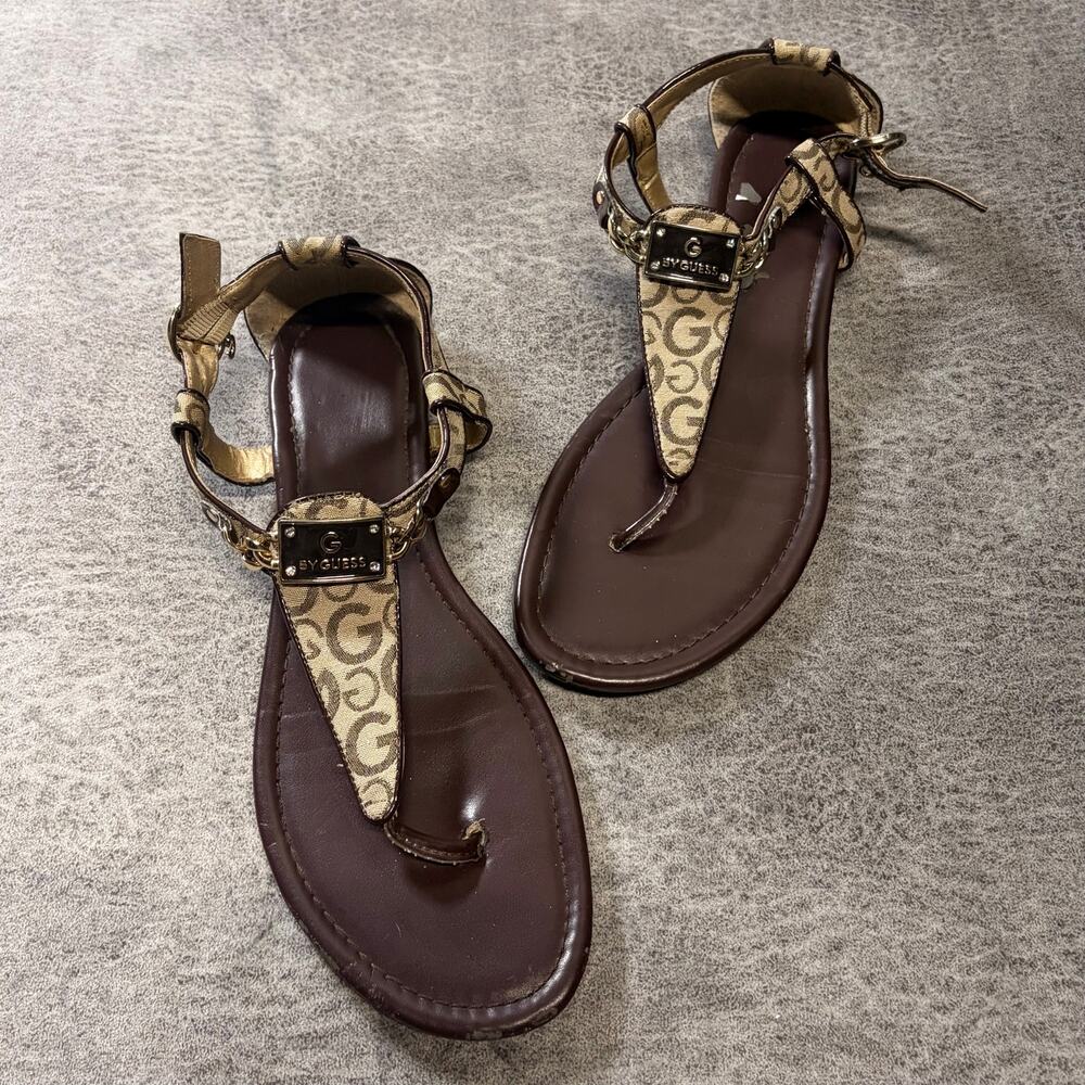 Guess Monogram Logo Print Sandals